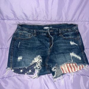 Old Navy Blue Denim Shorts with Red Stripe Detail